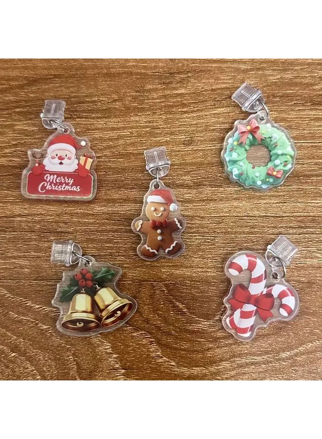 Santa Claus Design 5pcs Christmas Dust Plugs For Book Lovers - Image 1